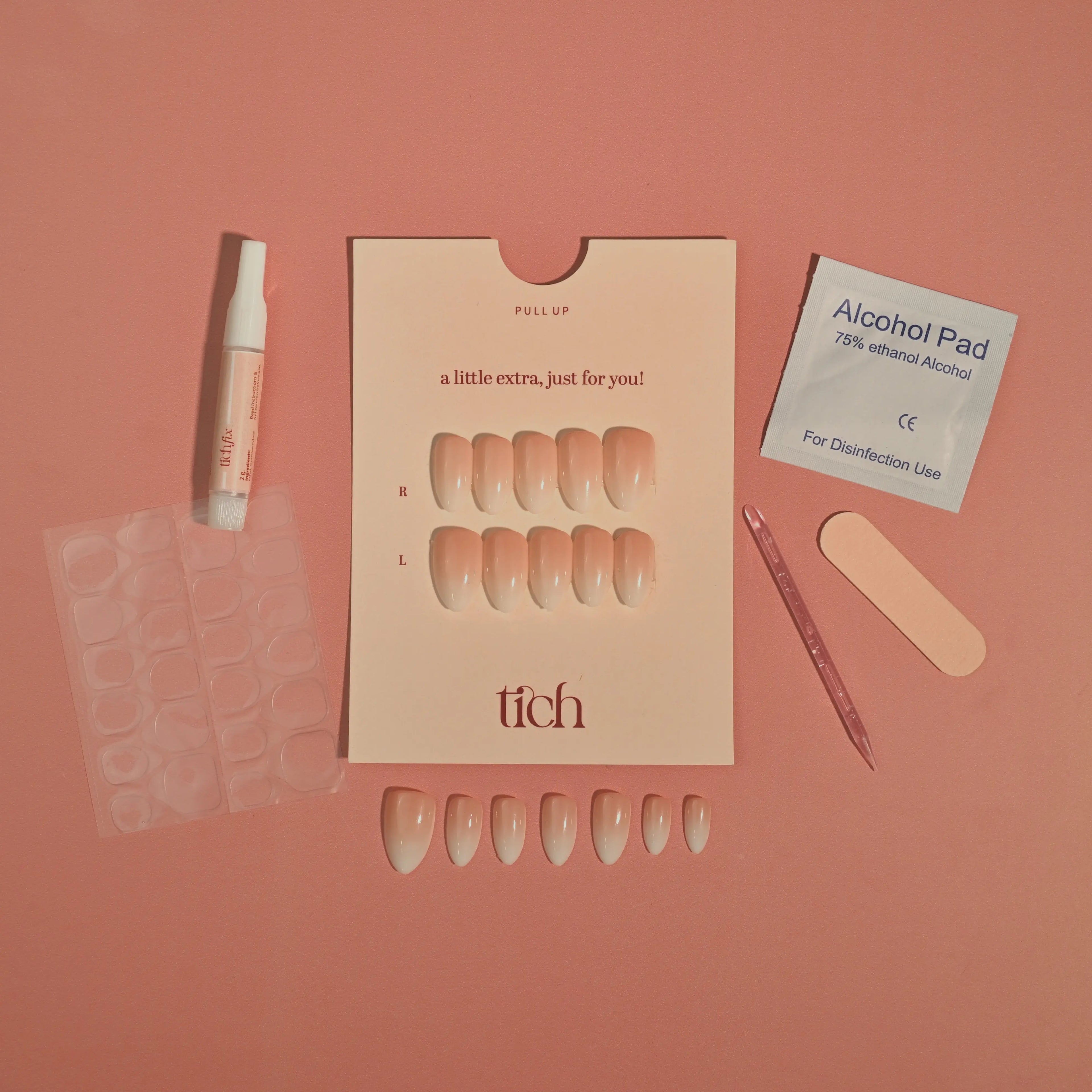 Cloudy Ombre | Premium Press On Nails | Nude White Almond Shape