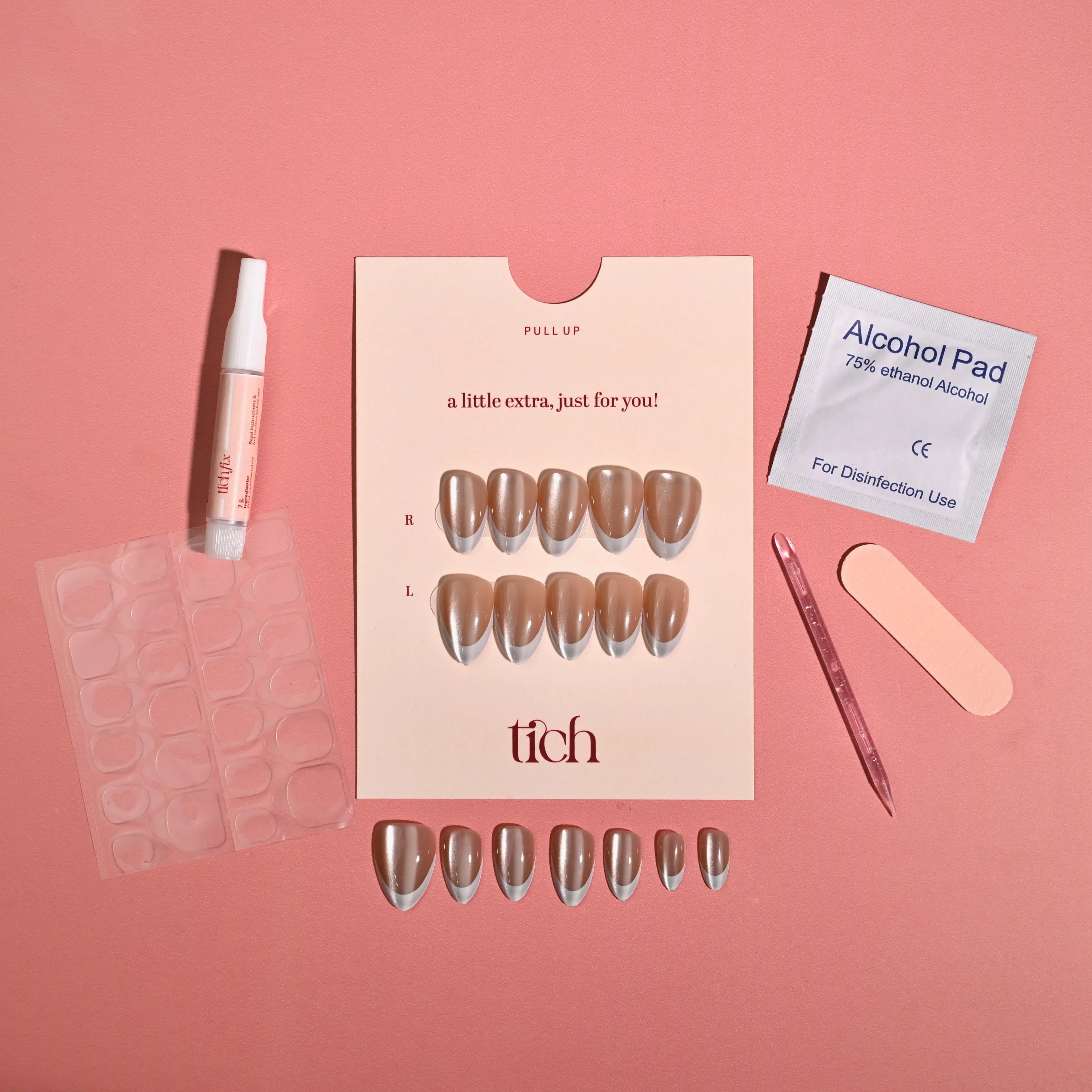 Classic French Chrome | Premium Press On Nails | Glossy Almond Shape