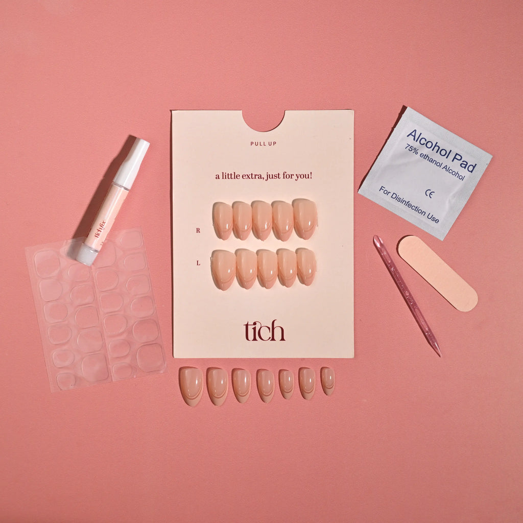 Pink French | Premium Press On Nails | Glossy Almond Shape