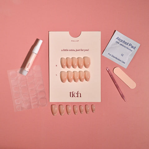 Pink French | Premium Press On Nails | Glossy Almond Shape