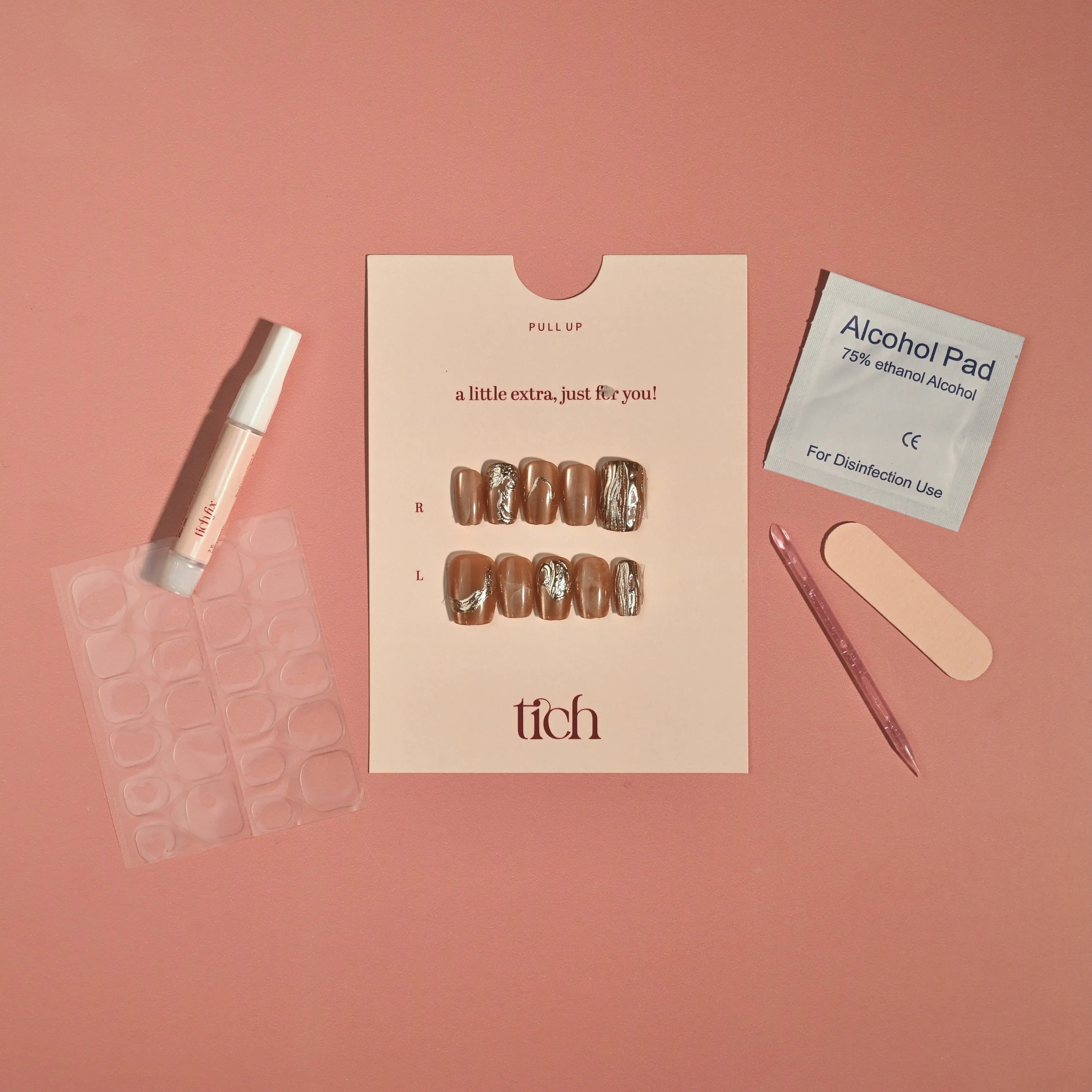 Caramel Chrome | Premium Press On Nails | Glossy Chrome Square Shape