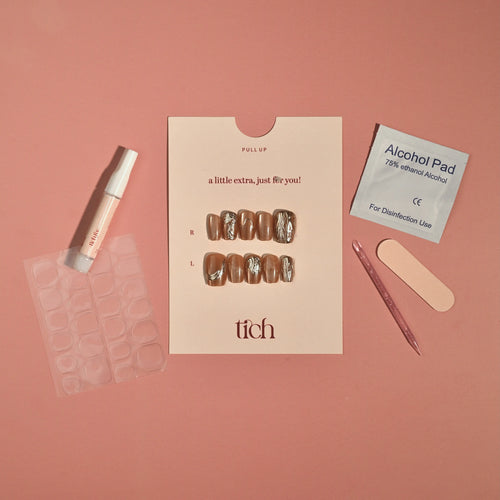 Caramel Chrome | Premium Press On Nails | Glossy Chrome Square Shape