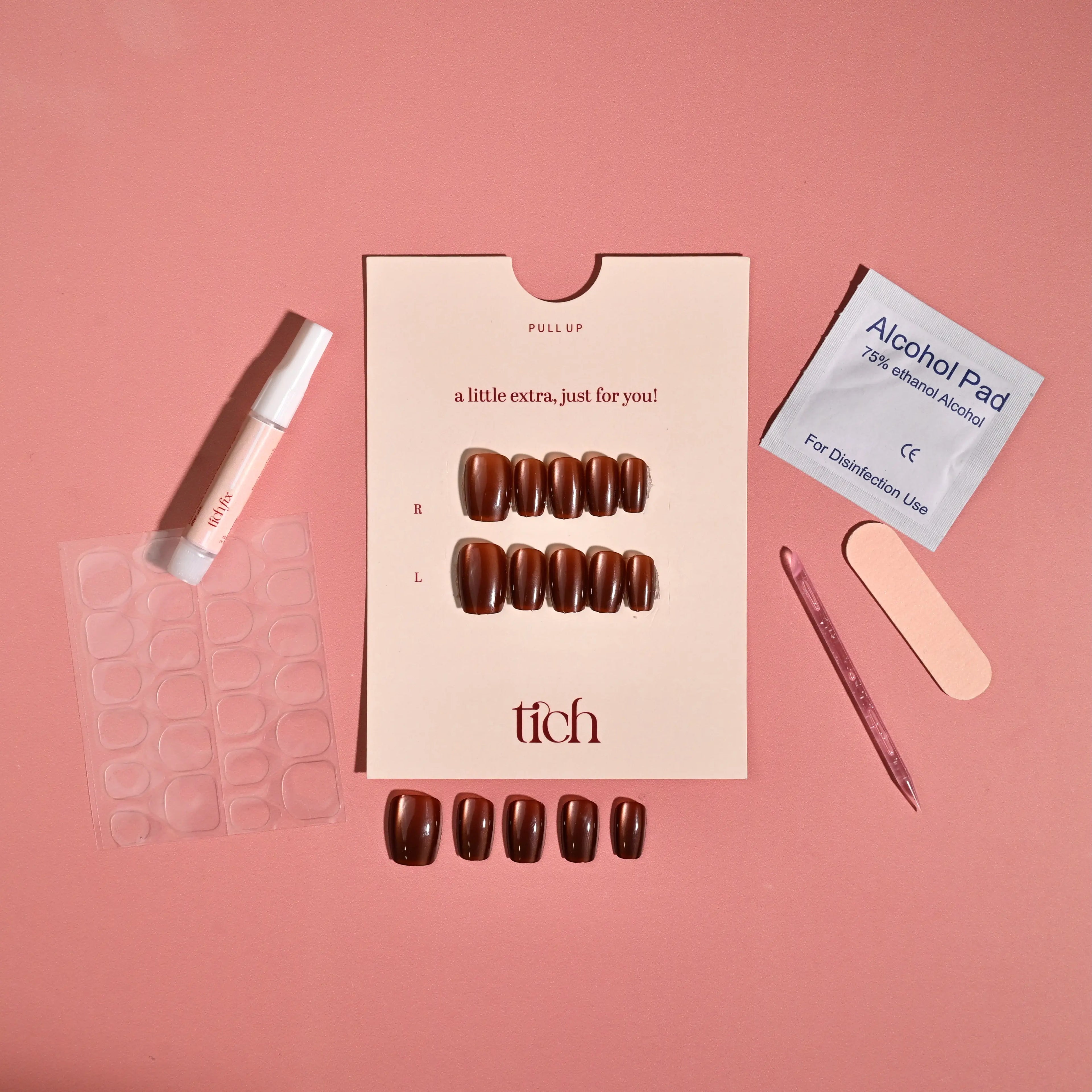 Mocha | Premium Press On Nails | Glossy Square Shape