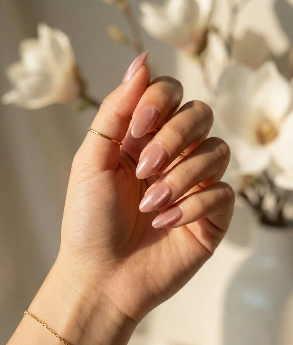 Pink Moondust | Premium Press On Nails | Cat Eye Glossy Almond Shape