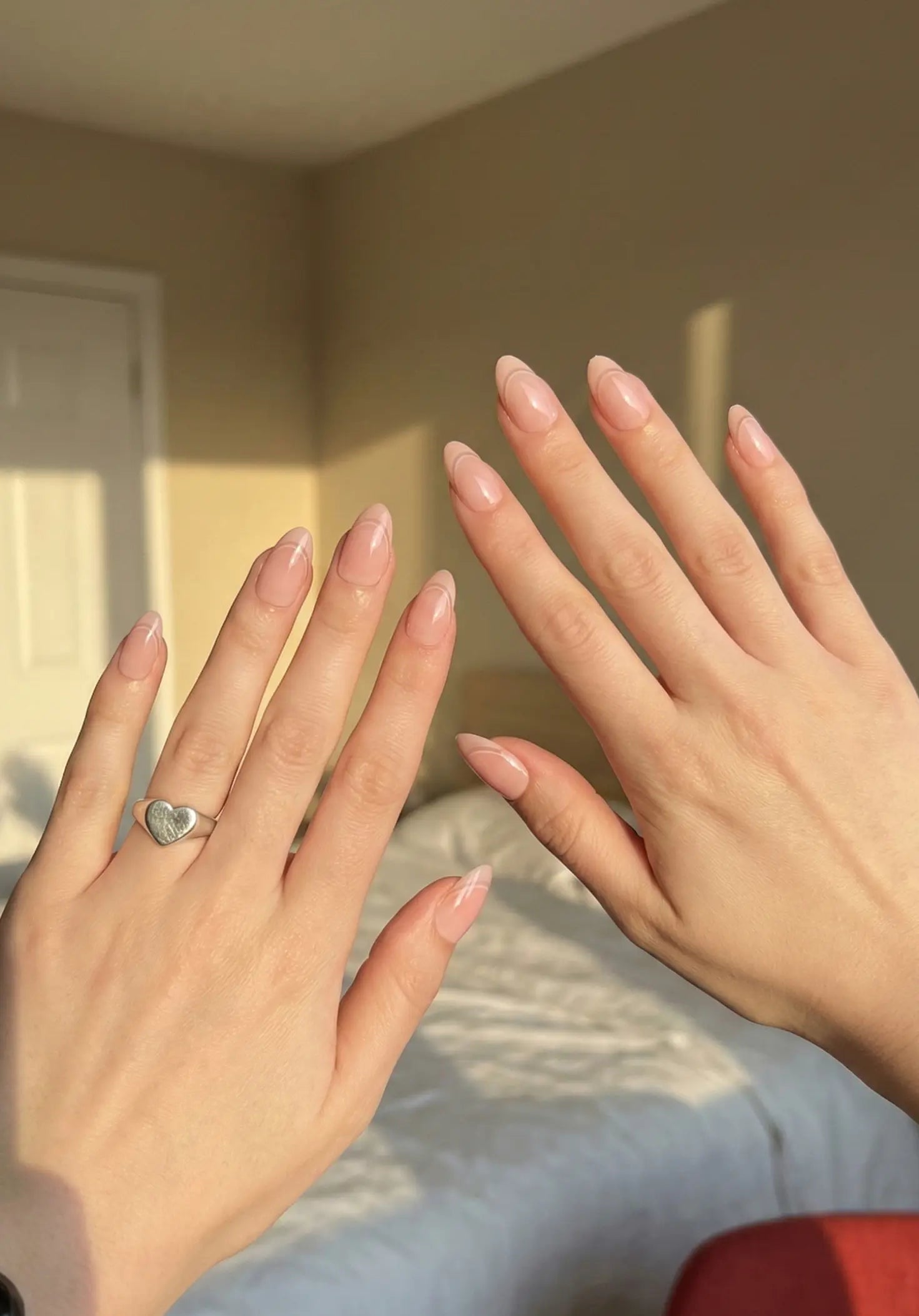 Pink French | Premium Press On Nails | Glossy Almond Shape