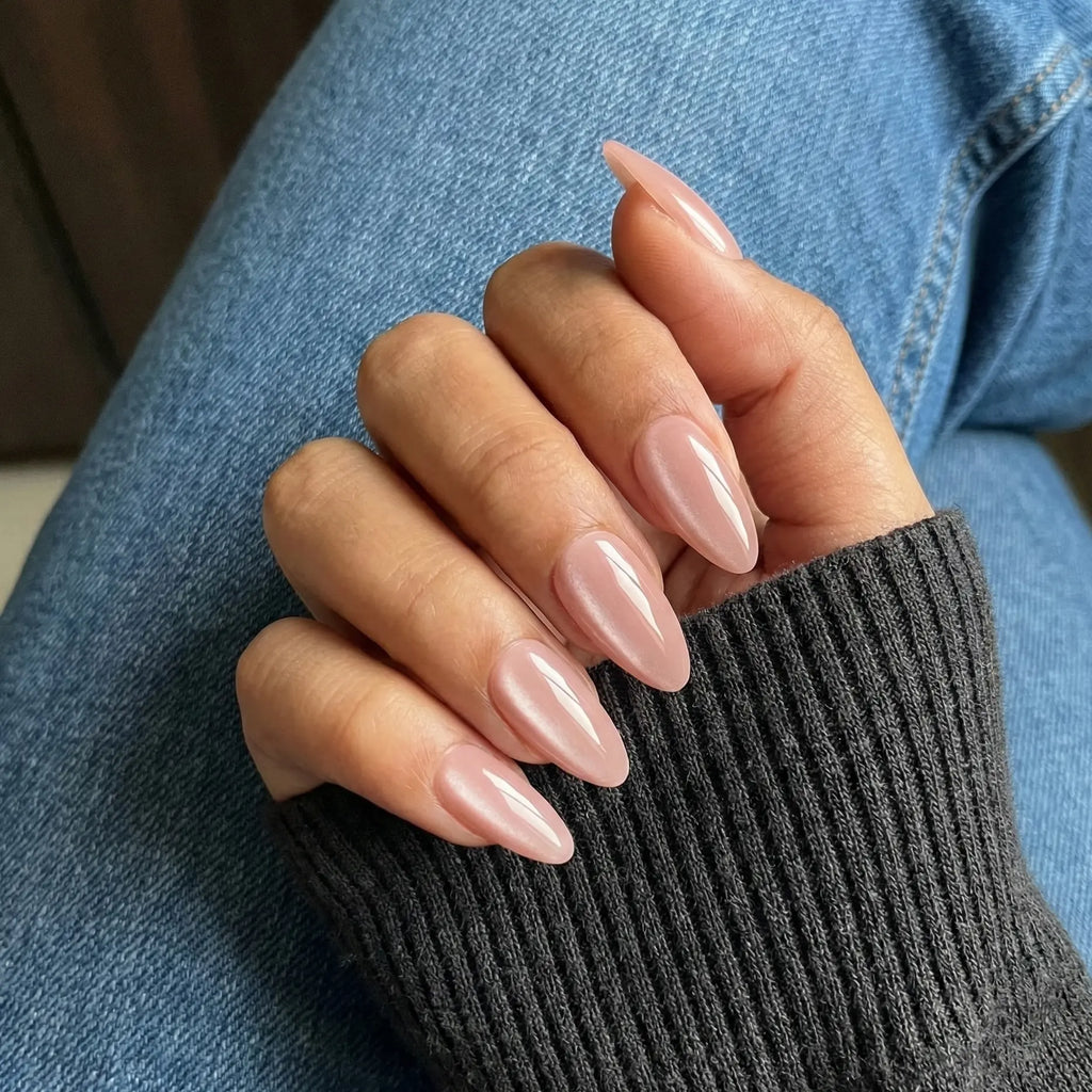 Pink Moondust | Premium Press On Nails | Cat Eye Glossy Almond Shape