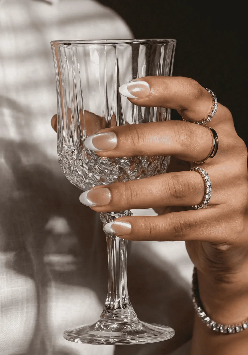 Classic French Chrome | Premium Press On Nails | Glossy Almond Shape