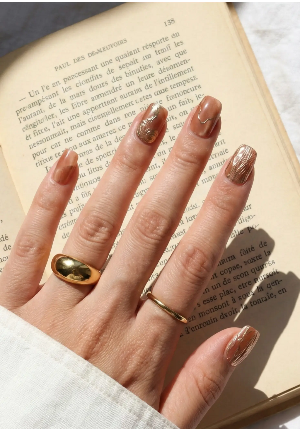 Caramel Chrome | Premium Press On Nails | Glossy Chrome Square Shape