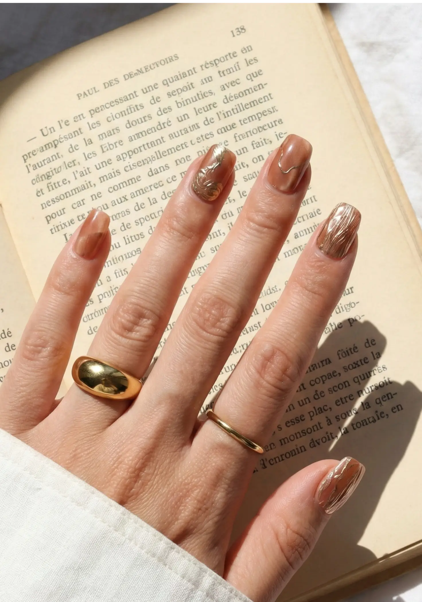 Caramel Chrome | Premium Press On Nails | Glossy Chrome Square Shape
